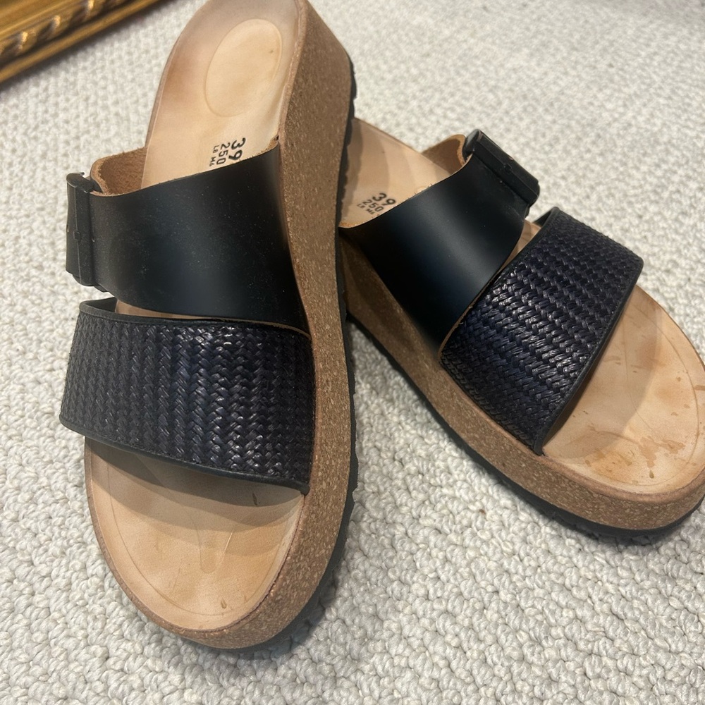 Birkenstock Almina Black Sandals with Leather Straps